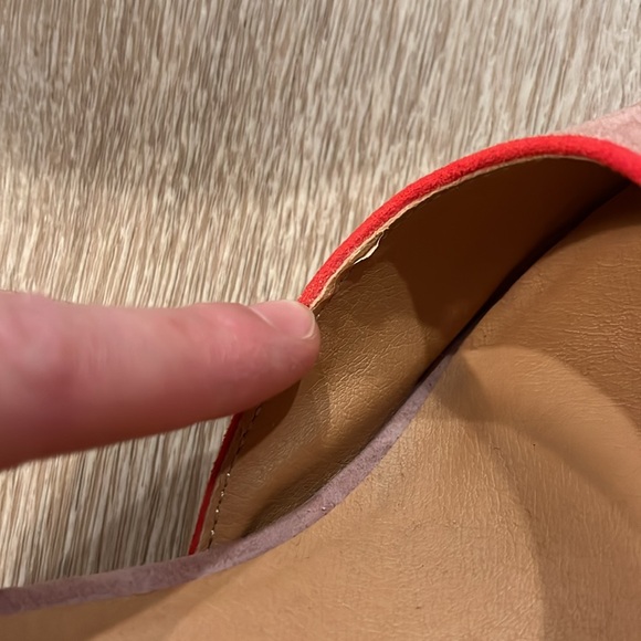 Anthropologie Liendo Seychelles Villa Wedges in Pink Suede with Red Trim size 8 - Picture 15 of 16